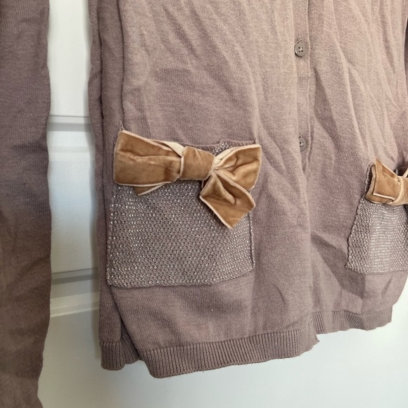 Cabi Women’s Taupe Bow Cardigan Size Small - Picture 2 of 5